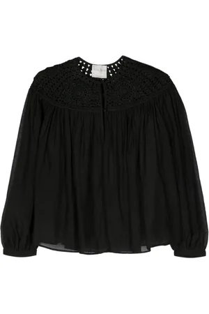 FORTE FORTE Crochet-panel cotton blouse