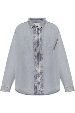 Y / PROJECT Logo-embroidered denim shirt