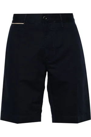 Incotex Logo-embroidered linen-blend chino shorts