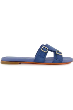 santoni Double-buckle leather slides
