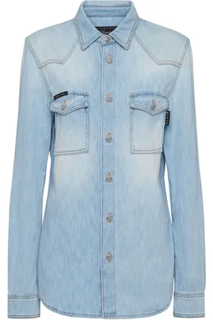 Philipp Plein Crystal-embellished denim shirt