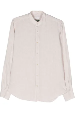 Glanshirt Band-collar linen shirt