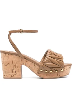 Miu Miu Logo-lettering leather sandals