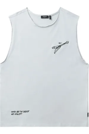 FIVE CM Guitar-print cotton vest