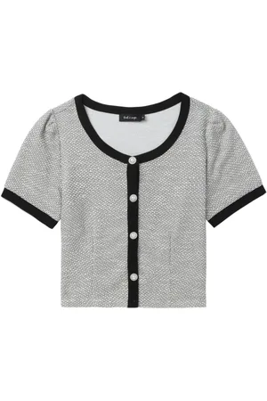 tout a coup Contrast-trim jacquard blouse