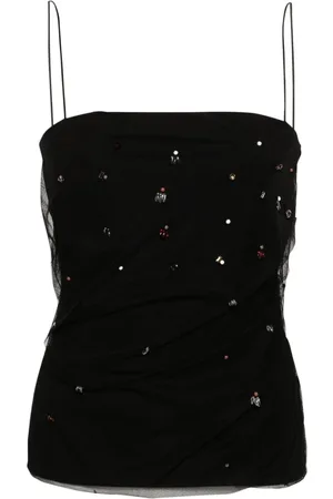 Dorothee Schumacher Bead-embellished tulle-overlay top