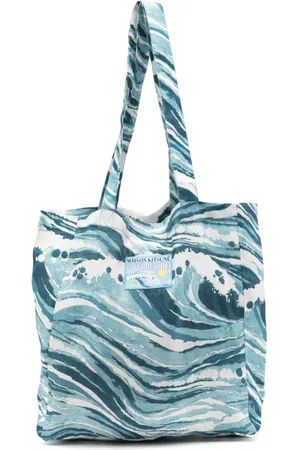 Maison Kitsuné Abstract-pattern print linen bag