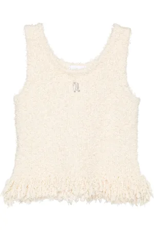 Paco rabanne Logo-plaque fringed knitted top