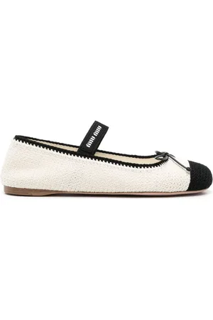 Miu Miu Bow-detail knitted ballerina shoes
