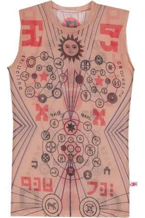 WALTER VAN BEIRENDONCK Abstract-print mesh tank top