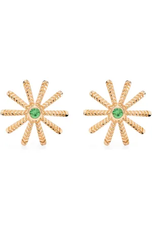 HARWELL GODFREY 18kt yellow Tiny Sunflower tsavorite stud earrings