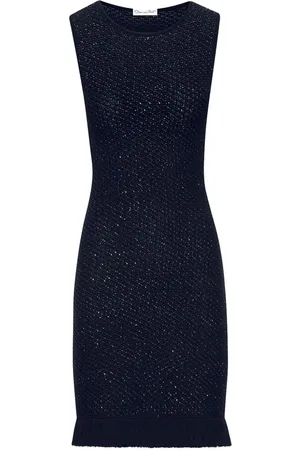 Oscar de la Renta Sequin-embellished sleeveless tweed dress