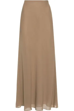 Khaite Mauva silk A-Line skirt