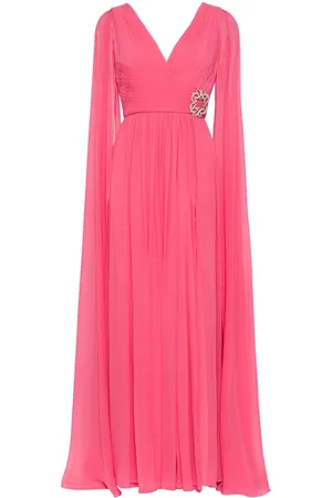 Elie saab V-neck chiffon silk gown