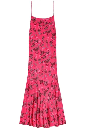 Ganni Floral-print satin slip dress