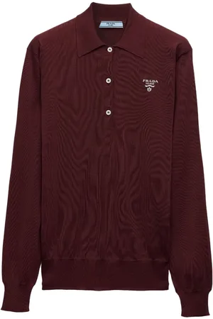 Prada Embroidered-logo silk polo shirt