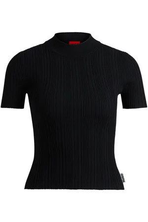 HUGO BOSS Mock-neck ribbed-knit top