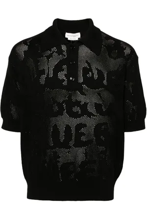 Alexander McQueen Open-knit cotton polo shirt