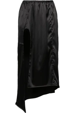 Elena Velez Asymmetric satin slip skirt