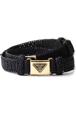 Prada Triangle-logo crochet belt