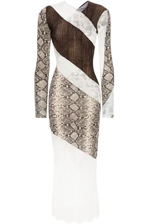 Marine Serre Floral-lace panelled midi dress