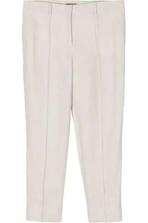 N.PEAL Harper linen cropped trousers