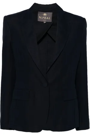 N.PEAL Chloe linen peak-lapel blazer