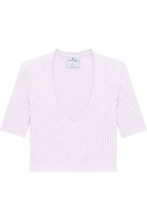 Courrèges Ribbed knit V-neck top