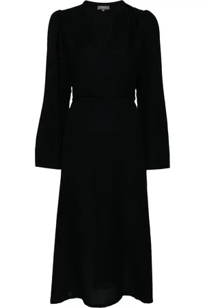 N.PEAL Split-collar belted dress