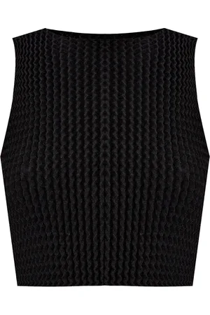 Issey Miyake Seersucker sleeveless crop top