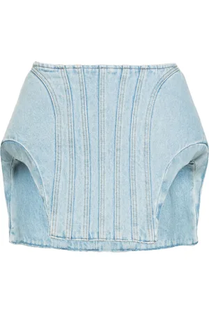MUGLER Padded denim mini skirt