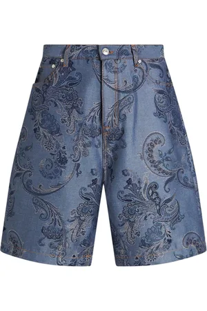 Etro Paisley-jacquard denim bermuda shorts