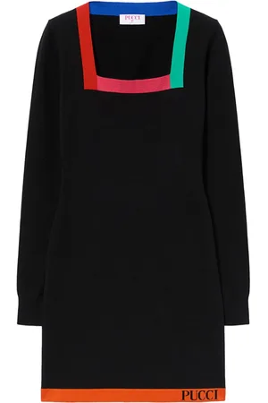Puccini Colour-block square-neck minidress