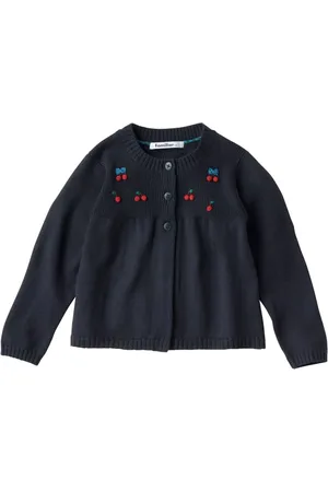 Familiar Cherry motif fine knit cardigan
