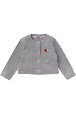 Familiar Embroidered motif cotton cardigan