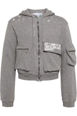 Natasha Zinko Distressed logo-print hooded jacket