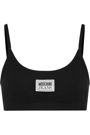 Moschino Logo-appliqué ribbed bra top