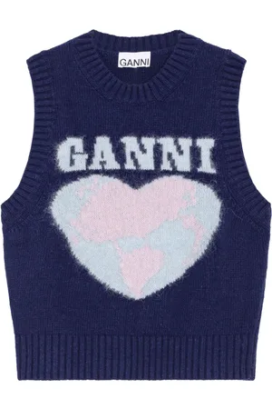 Ganni Heart-intarsia tank top