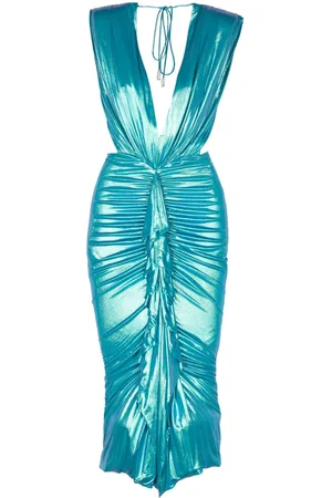 ALEXANDRE VAUTHIER Foiled drape-detailing dress