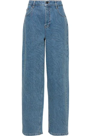 ROTATE Rhinestone-embellished wide-leg jeans