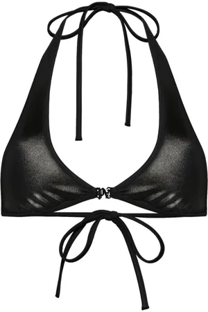 Palm Angels Monogram-plaque bikini top
