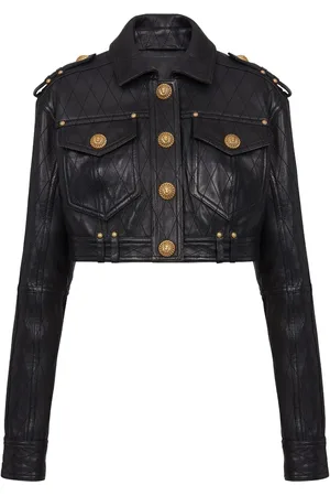Balmain Quilted leather cropped jacket