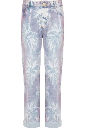 Balmain Palm tree-print boyfriend jeans