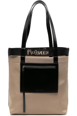 Alexander McQueen Logo-embroidered leather tote bag