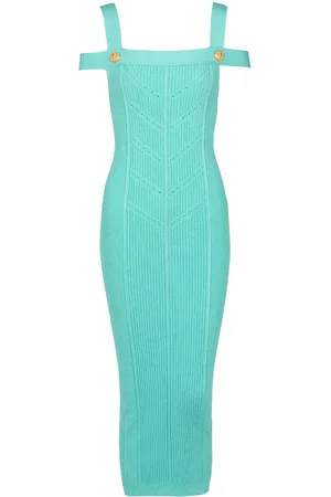 Balmain Double-strap ribbed-knit dress