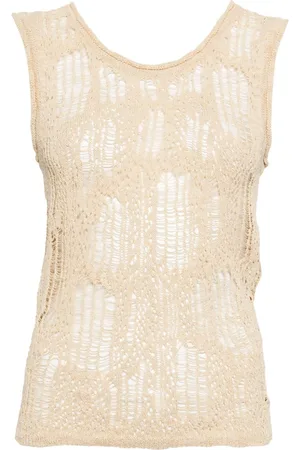 SYSTEM Distressed open-knit top