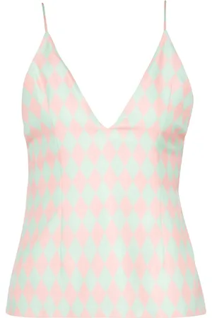 Balmain Diamond-print silk top