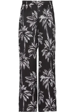 Balmain Palm tree-print satin trousers