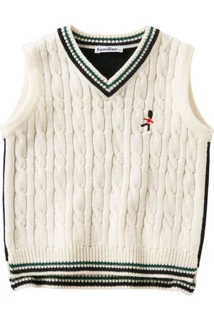 Familiar Logo-embroidered cable-knit vest