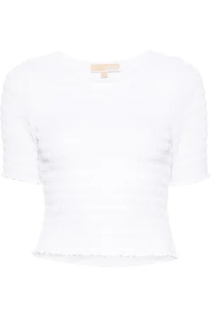 Michael Kors Ruffled-trim smocked T-shirt